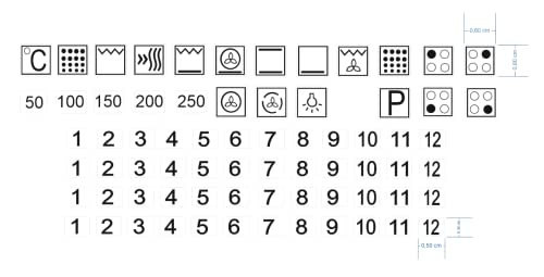 Juego de pegatinas de símbolos para placas de cocina (RPt1/1) (6 mm)